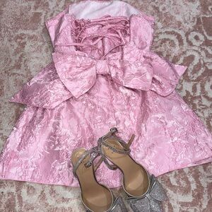 SOLD Birthday outfit Pink dress with Bow and heels
